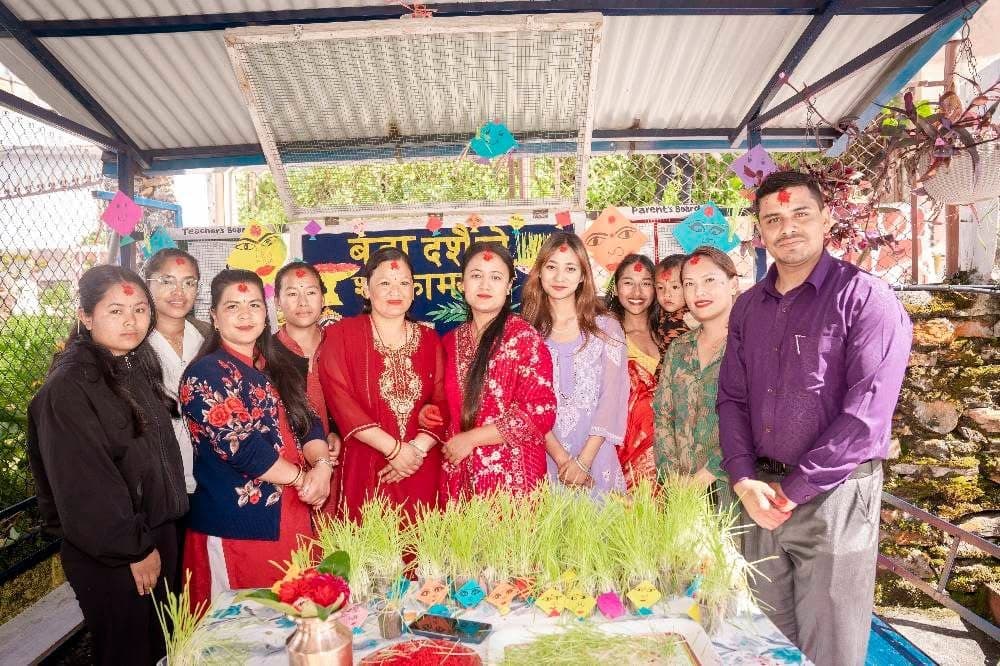 Hajariya Kalpavriksha Secondary School staff celebrating together